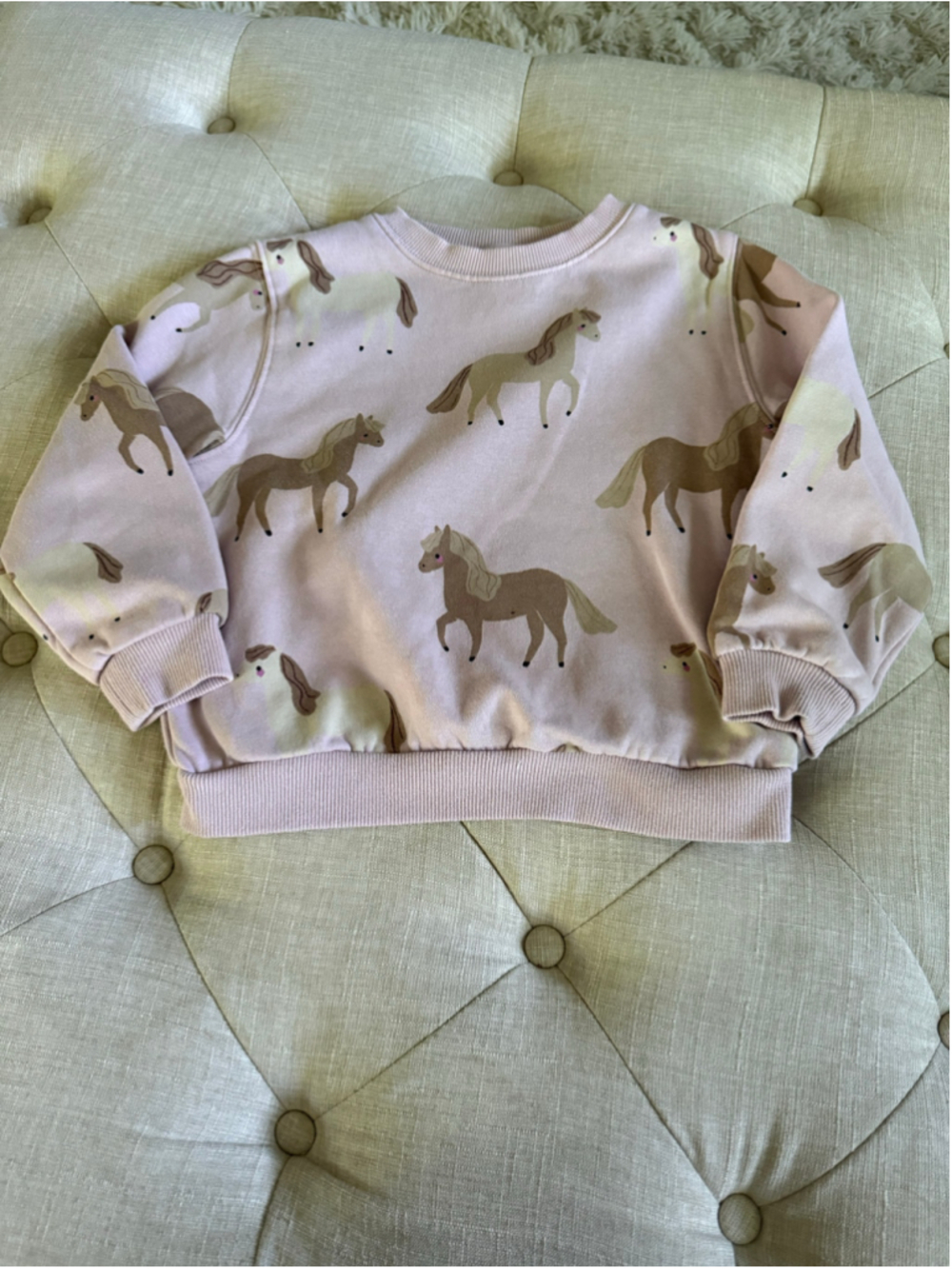 Girls H&M Horse Print Sweatshirt Pink Brown Size 5T